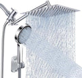 Shower Head, Rain Shower Head with Handheld Spray Combo, 10 Inch Adjustable High Pressure Rainfall Shower Head, Dual Showerhead Set with Extension Arm and 60 Inch Long Shower Hose (Silver) by HeatedWaterHose