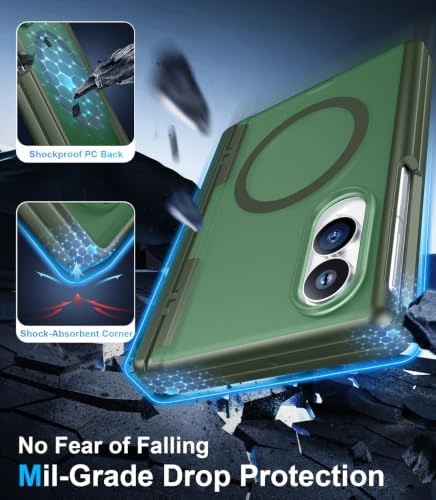 Temdan for Samsung Galaxy Z Fold 8 Case,[Compatible with MagSafe][Built-in HD Screen Protector & Kickstand][Hinge Protection] Translucent Matte Full-Body Shockproof Phone Case for Z Fold 8 Wide,Green - Image 4