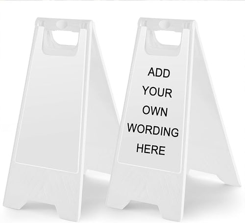 2 Pack 24 Inch Blank Floor Sign White A-frame Foldable Caution Sign Write-On by Seeshack