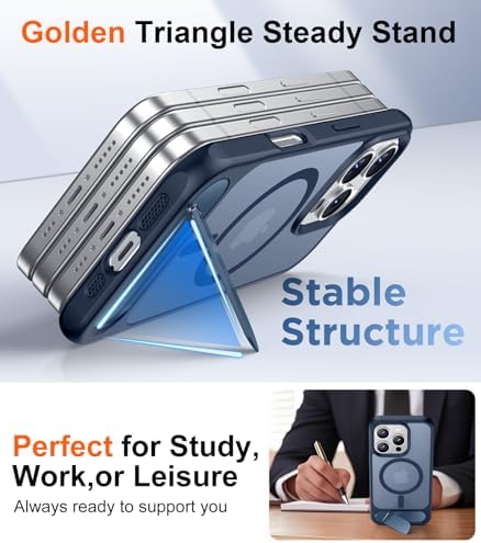 Temdan Magnetic Compatible with iPhone 16 Pro Case, [Built-in Invisible Kickstand][Compatible with MagSafe] [Military Grade Shockproof] Slim Translucent Matte Phone Case for iPhone 16 Pro 6.3" - Image 5