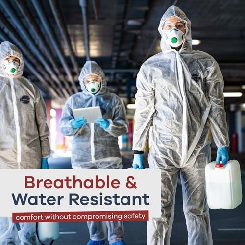 Medical Nation Hazmat Suits Disposable | 5 Pack | Light Duty Disposable Coveralls Men | with Attached Hood and Boots - Overall Protective Chemical Suit for Men & Women, Disposable Paint Suit - 5XL - Image 7