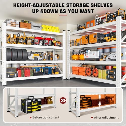 RAVIGIN 3000LBS Storage Shelves, 48" W Garage Shelving Heavy Duty Metal Adjustable Garage Shelves, Shelving Units Industrial Shelving for Warehouse, 48" W x 23.7" D x 70" H,White - Image 5