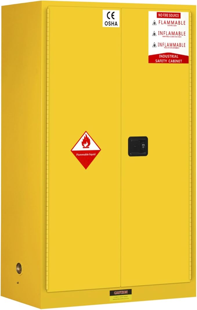 72 Gallon Yellow Flammable Storage Cabinet, Fireproof Steel Chemical Storage by Unknown