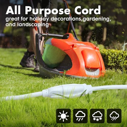 8 Ft White Outdoor Extension Cord, 16 Gauge Heavy Duty - Image 4
