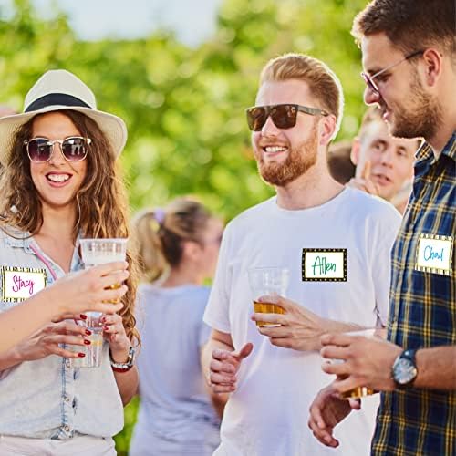 405 PCS Gold Metallic Name Tag, Blank Name Labels in 15 Designs with Permanent Adhesive Writable White Name Tag Stickers for School Office Home (Each Measures 3" x 2") - Image 5