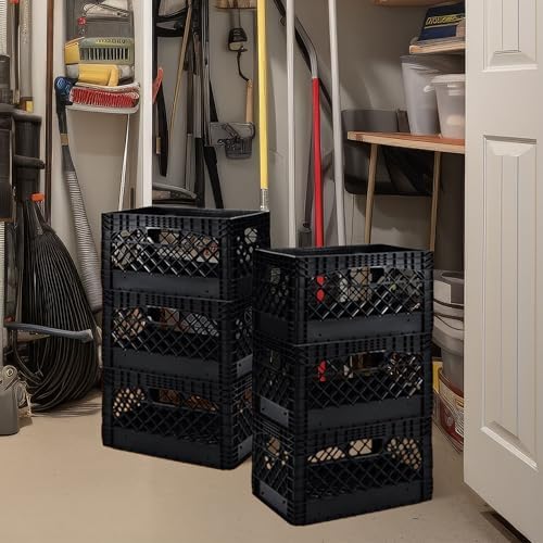 Juggernaut 6 Pack 24 Quart Storage Crate, Milk Crate Plastic Basket - Image 6