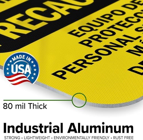 Caution Personal Protective Equipment Required Beyond This Point Bilingual Osha Sign, 12x18 Inches, 3M EGP Reflective .063 Aluminum, Fade Resistant, Made in USA by My Sign Center - Image 3