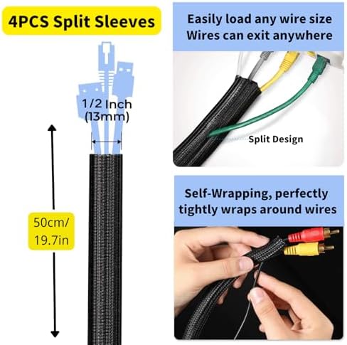 [313Pcs] Cable Management Kit, Reusable Computer Desk Cord Organizer, Black - Image 5