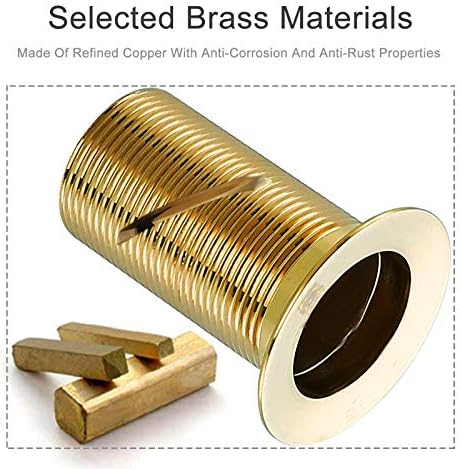 Bathroom Sink Drain Brushed Dark Gold Pop Up Drain Without Overflow,Brass Drain Push Pop for Vessel Sink Drain Stopper with Removable Brass Strainer Basket,83606CB. - Image 4