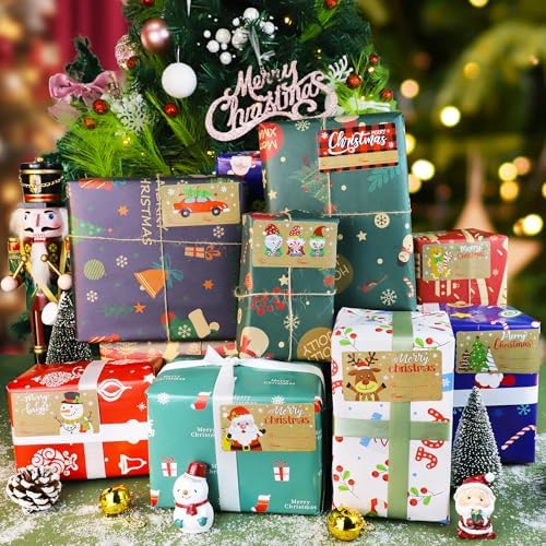 500 PCS Vintage Christmas Gift Tags,Christmas Name Tags Stickers Roll, Self-Adhesive Christmas Labels for Presents Boxes, Gift Bags,Xmas Holiday Wrapping Paper Christmas Decorations - Image 6