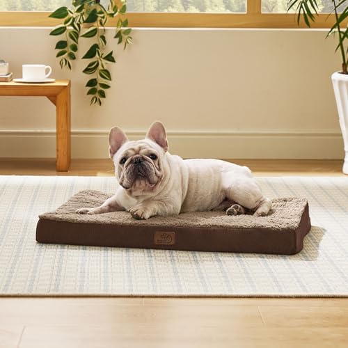 Bedsure Washable Dog Bed Medium Size Dog with Comfy Sherpa, 30x20in Brown by Unknown