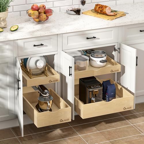 WelFurGeer Soft Close Pull Out Drawers for Kitchen Cabinets, 29" W x 21" D Pull Out Cabinet Organizer, Premium Birchwood Pull-Out Cabinet Drawers, Heavy-Duty Cabinet Organizer for Home & Kitchen - Image 2