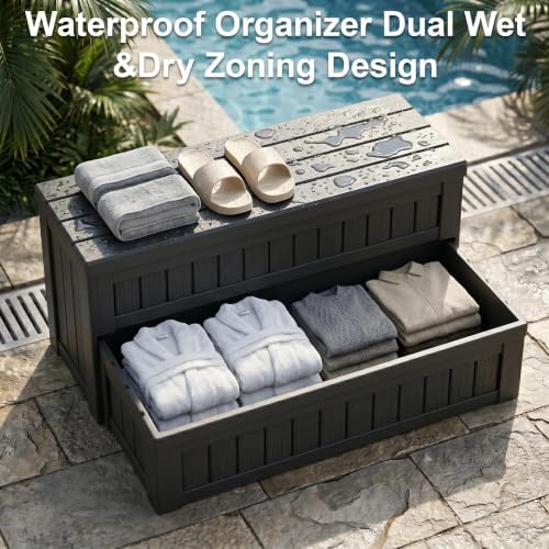 Plastic Hot Tub Steps with Storage, Spa Steps Outdoor Stairs, 36.6 Inches Long - Non-Slip All Weather Top & Feet, 32 Gallon Capacity, Waterproof for Porch/RV/Deck, Sturdy Plastic Frame, Black - Image 5