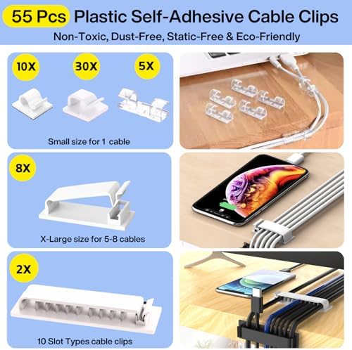 [313Pcs] Cable Management Kit, Reusable Computer Desk Cord Organizer, White - Image 2