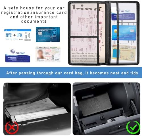 Ziciner Car Registration and Insurance Holder, Auto Card Document Glove Box Organizer with Magnetic Closure, Universal Vehicle Interior Accessories for Cars SUVs (Black-Large) - Image 5
