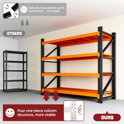 RAVIGIN 3000LBS Storage Shelves, 48" W Garage Shelving Heavy Duty Metal Adjustable Garage Shelves, Shelving Units Industrial Shelving for Warehouse, 48" W x 23.7" D x 70" H,Orange - Image 5