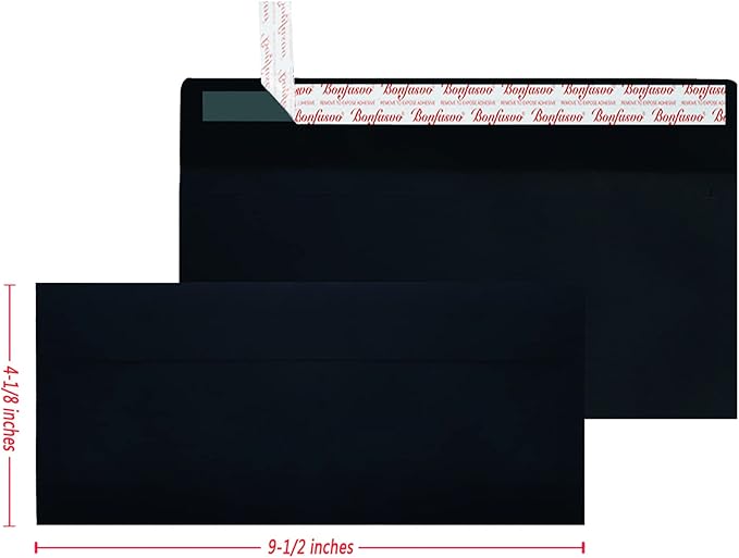 120 Pack #10 Black Security Envelopes 4-1/8 x 9-1/2 inches Self Seal Kraft - Image 2