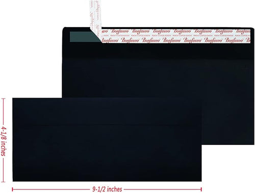 120 Pack #10 Black Security Envelopes 4-1/8 x 9-1/2 inches Self Seal Kraft - Image 2