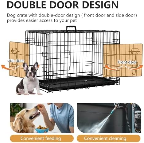 FDW | 30" Foldable Metal Dog Crate | Dark Black | Cage for Medium Dogs - Image 4