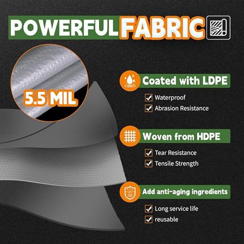 RAINDEWAY Tarps 30x30Ft 5.5 Mil Multipurpose Waterproof Poly Tarp Cover - Image 3