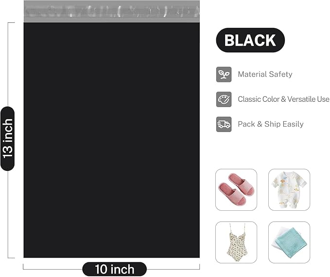 Metronic 1000Pack Black Poly Mailers 10x13, Bulk Shipping Bags Envelopes - Image 2