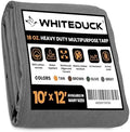 WHITEDUCK 10'x12' Canvas Tarp 18 oz/37 Mil Heavy Duty Water Repellent UV Resistant, Rustproof Grommets, Industrial & Commercial Use Cloth Tarp (Finished Size: 9'6"x11'6", Grey) by WHITEDUCK