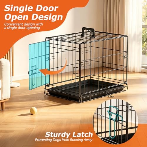 FDW | 18" Foldable Metal Dog Crate | Black | Cage for Small Dogs - Image 5