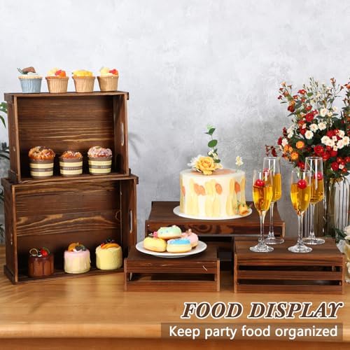 CroBlissful 5 Pack Wooden Crates for Display Rustic Nesting Crates, Brown - Image 3