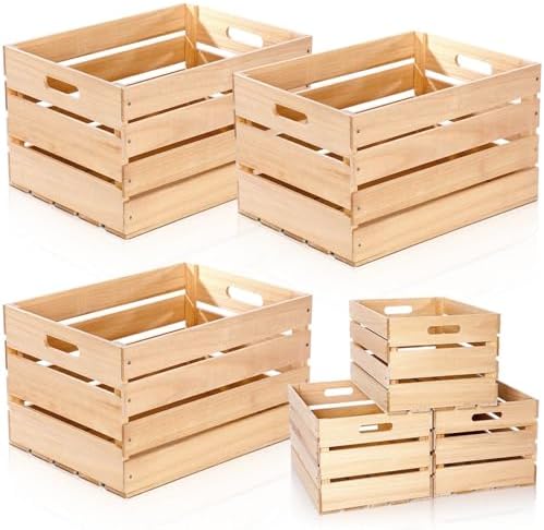 Weysat 3 Pack Large Wood Crates Box for Storage Unassembled 20 x 14 x 11'' Wooden Milk Crates with Handles Decorative Nesting Box for Display Unfinished Rustic Decor DIY Office Home Retail Art Craft by Weysat