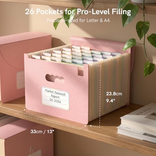ABC life 26 Pockets Accordion File Organizer, Blush Pink - Image 2