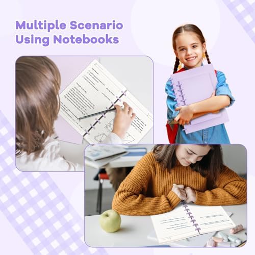 Discbound Notebook, 8-Disc Disbound Planner with Removable Pages, 180 Pages Spiral Notebook, Poly Cover Discbound Planner for Work, Travel, Note Taking(With Index Sticker),Purple,A4 - Image 6