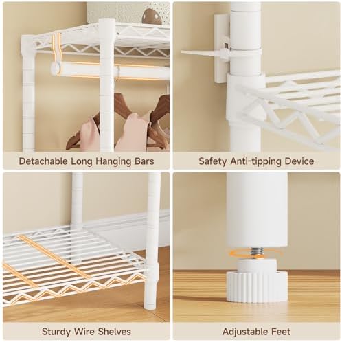 ONBRILL F5 Heavy Duty Clothes Rack Freestanding Modular Closet System White - Image 6