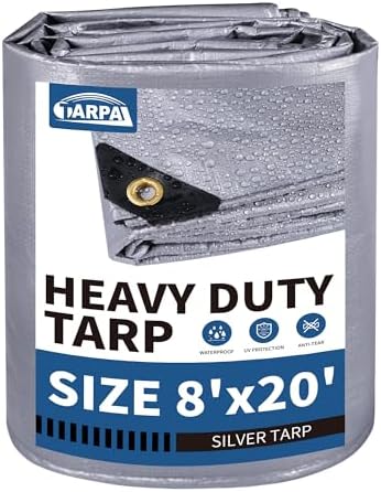 TARPAL 8x20 tarp,Heavy Duty Tarp 14mil Silver Reflective Tarps by TARPAL