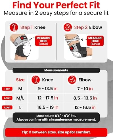 SKATEWIZ Knee and Elbow Pads Adult - Skating Protective Gear Adult - Shield - Size L Grey White - Skate Gear Roller Skates, Skateboard and Inline Skates - Image 6