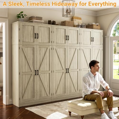 Unikito 71” Tall Pantry Cabinet with Adjustable Shelves, Wash Gray, 2 Pack - Image 6