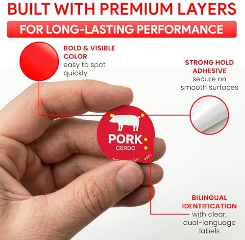 Pork Food Labels 500pcs 1" Dot Bold Sticker Labels - Image 3