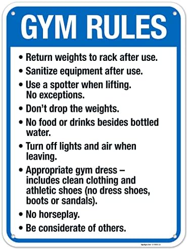 Gym Rules Return Weights to Rack After Use Sanitize Equipment After Use by SigoSigns