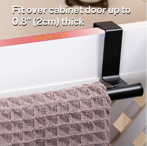Cabinet Door Towel Bar, Kitchen Towel Holder, Matte Black, Single - Image 2