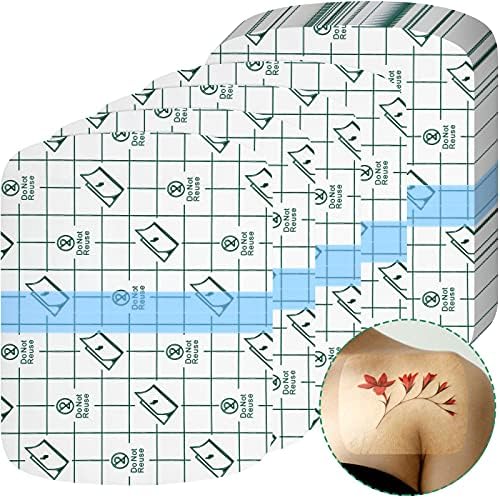 Nuanchu 50 Pcs Waterproof Transparent Adhesive Bandages Clear Adhesive Bandages Stretch Film Tape Tattoo Cover up Tape for Tattoo Swimming Shower(4 x 5.1 Inch) by Nuanchu