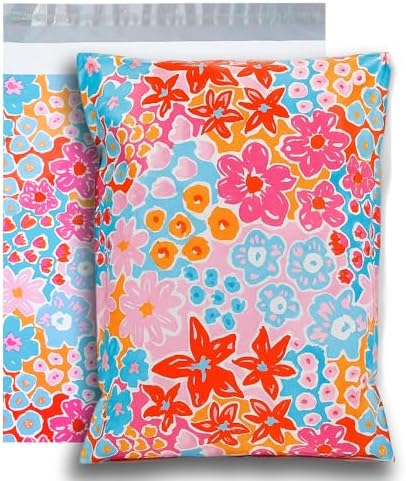POLYSELLS 100pcs 6x9 Inches Poly Mailers Waterproof & Tear Resistant Mailing Envelopes, Cute Small Business Bags for Clothes, Gifts - Flowers by POLYSELLS