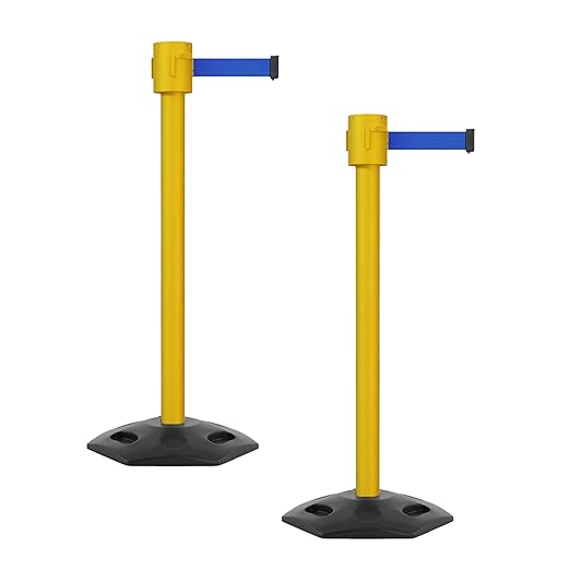 Montour Line MSR760 Set of 2 Retractable Belt Barrier Stanchion, Rubber Base by Montour+Line