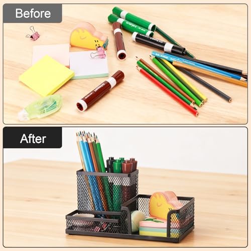 Comix Mesh Pen Holder, Desk Organizer for Home Office, Black - Image 4