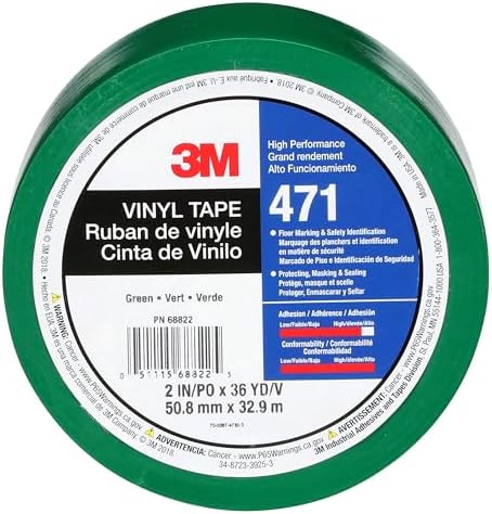 3M Vinyl Tape 471, 2 in x 36 yd, Green, 1 Roll, Green Floor Tape - Image 3