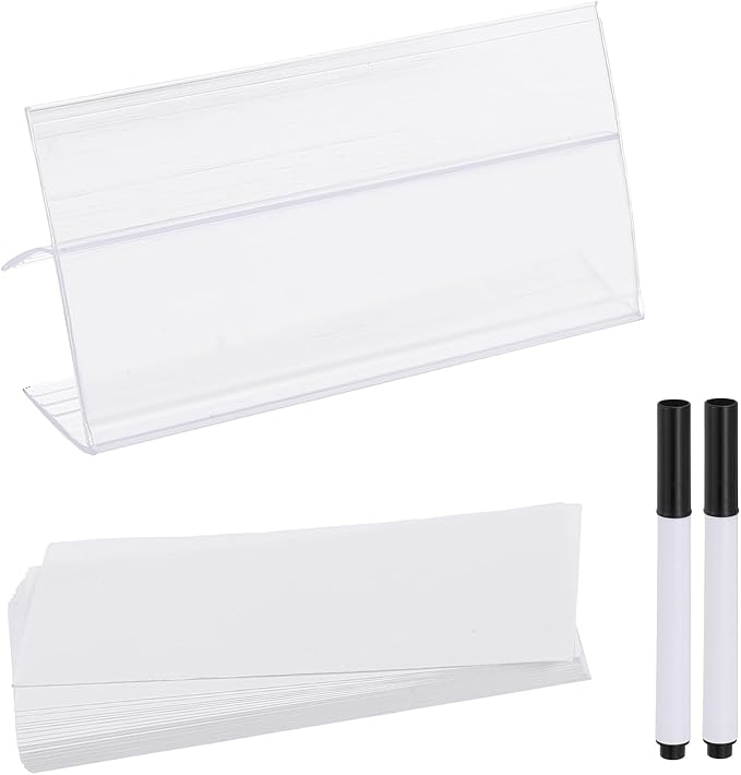 PATIKIL 3.1" x 1.8" Wire Shelf Label Holder, 20 Pack Reusable Plastic Price Tag by PATIKIL