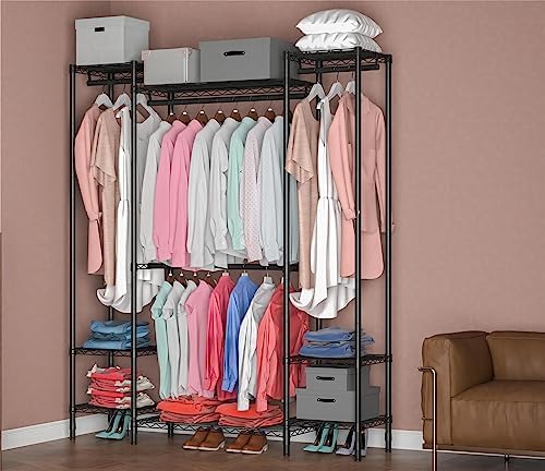 Garment Rack Heavy Duty Clothes Rack for Hanging Clothes,Metal Garment Rack,Freestanding Clothing Rack,Adjustable Custom Closet Rack,54" L x 13.8" W x 75.8" H, Max Load 750LBS,Black - Image 4
