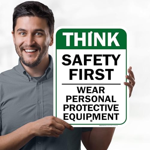 Think Safety First Wear Personal Protective Equipment Sign, 12"x16"0.40 - Image 2