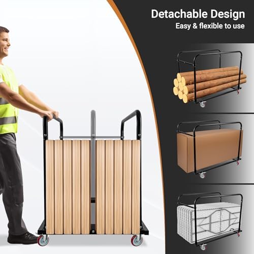 Steel Panel Truck, Drywall Cart w/ 5” PU Swivel Wheels - Image 5