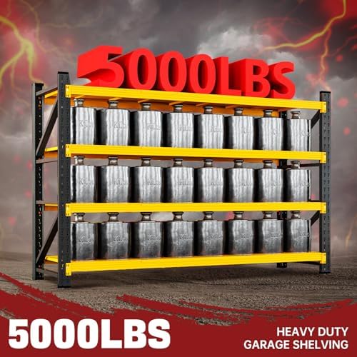 RAVIGIN 5000LBS Storage Shelves,60" W Garage Shelving Heavy Duty Metal Adjustable Garage Shelves, Shelving Units Industrial Shelving for Warehouse,60" W x 24" D x 70" H,Yellow - Image 3