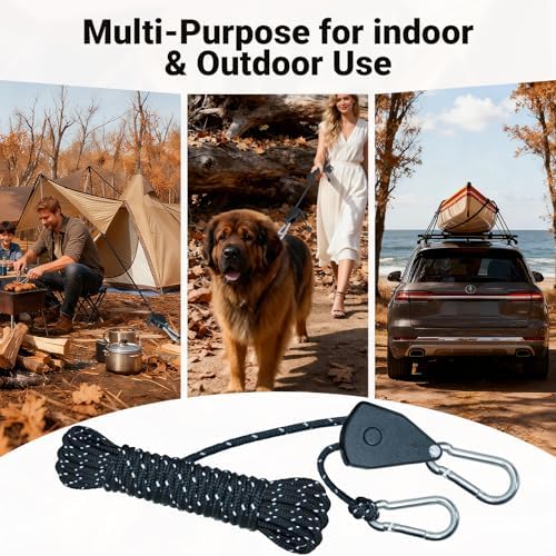 Camping Ropes Guy Line - Tarp Tie Down Ropes with Ratchet System, Pulley & Reinforced Metal Gear - Adjustable Heavy Duty Guy Lines for Canopy Tent, Quick Setup Outdoor Strap-4Pack - 6Pack - Image 6