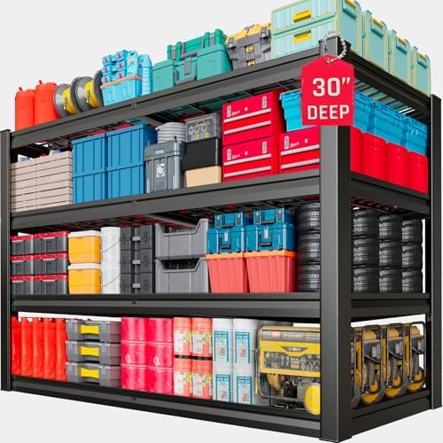30" Deep Heavy Duty Garage Shelving Units, 68" Wide Storage Shelves, 4 Tier Metal Garage Shelves,Large Storage Rack,Industrial Shelving for Shop, 68" W x 30" D x 68" H by SKZNSA